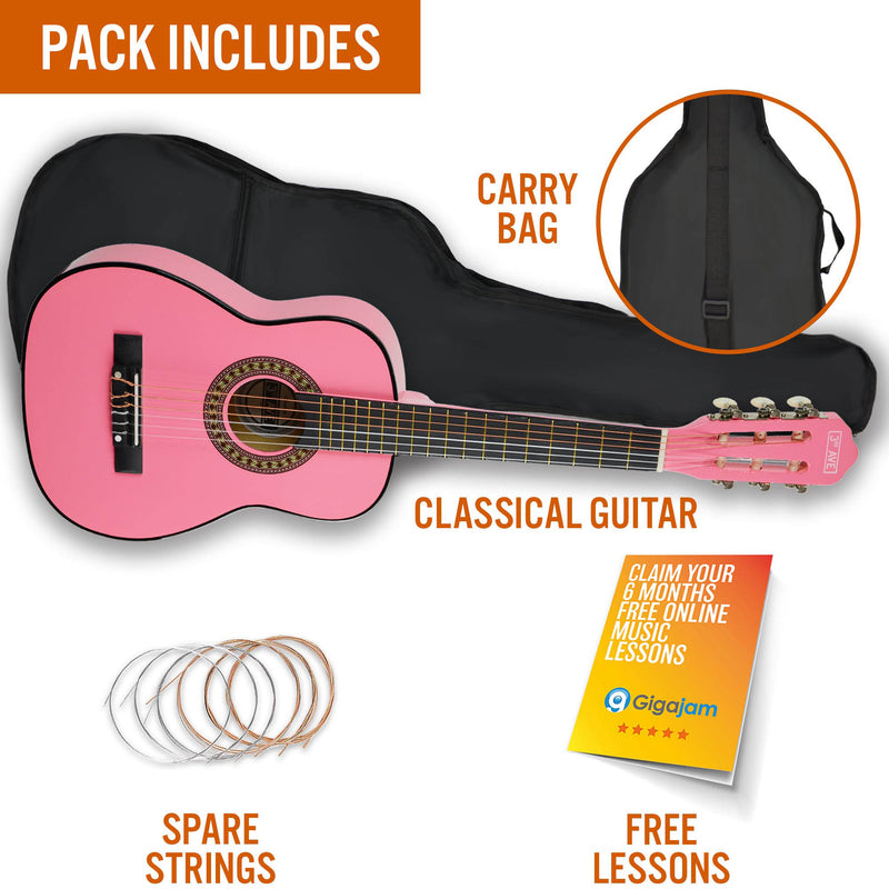 3rd Avenue 1/4 Size Classical Guitar Pack Pink Classical Guitars