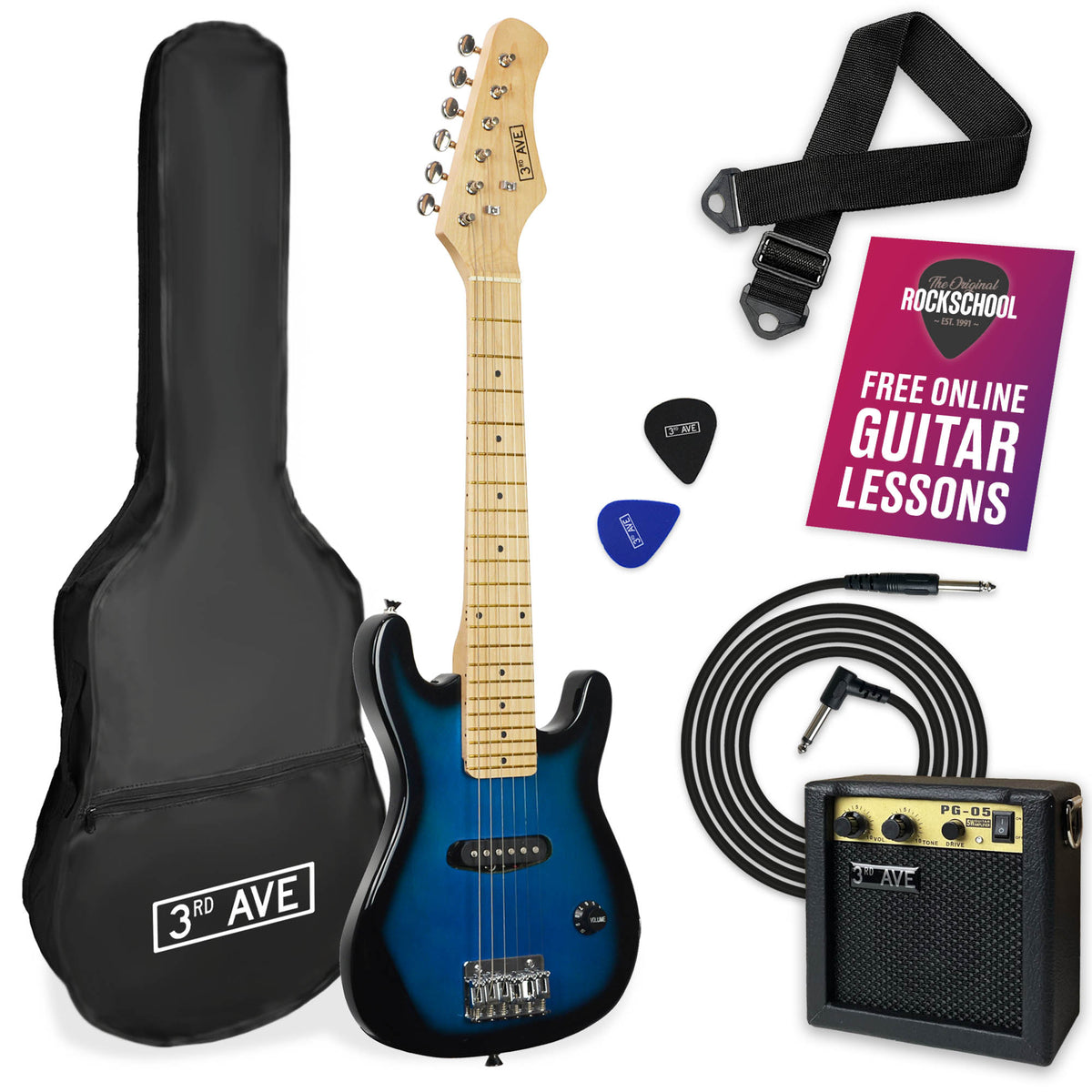 3rd Avenue Junior Electric Guitar Pack Electric Guitars#Colour_Blueburst