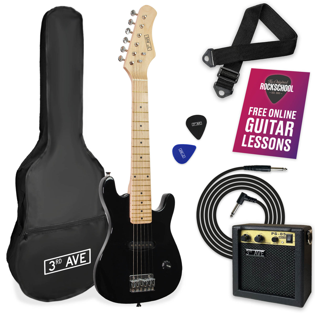 3rd Avenue Junior Electric Guitar Pack Red Electric Guitars#Colour_Black