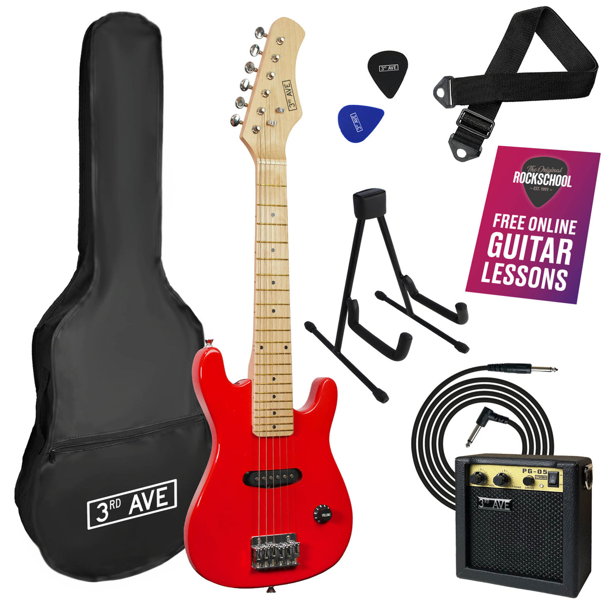 3rd Avenue Junior Electric Guitar Pack Red Electric Guitars#Colour_Red