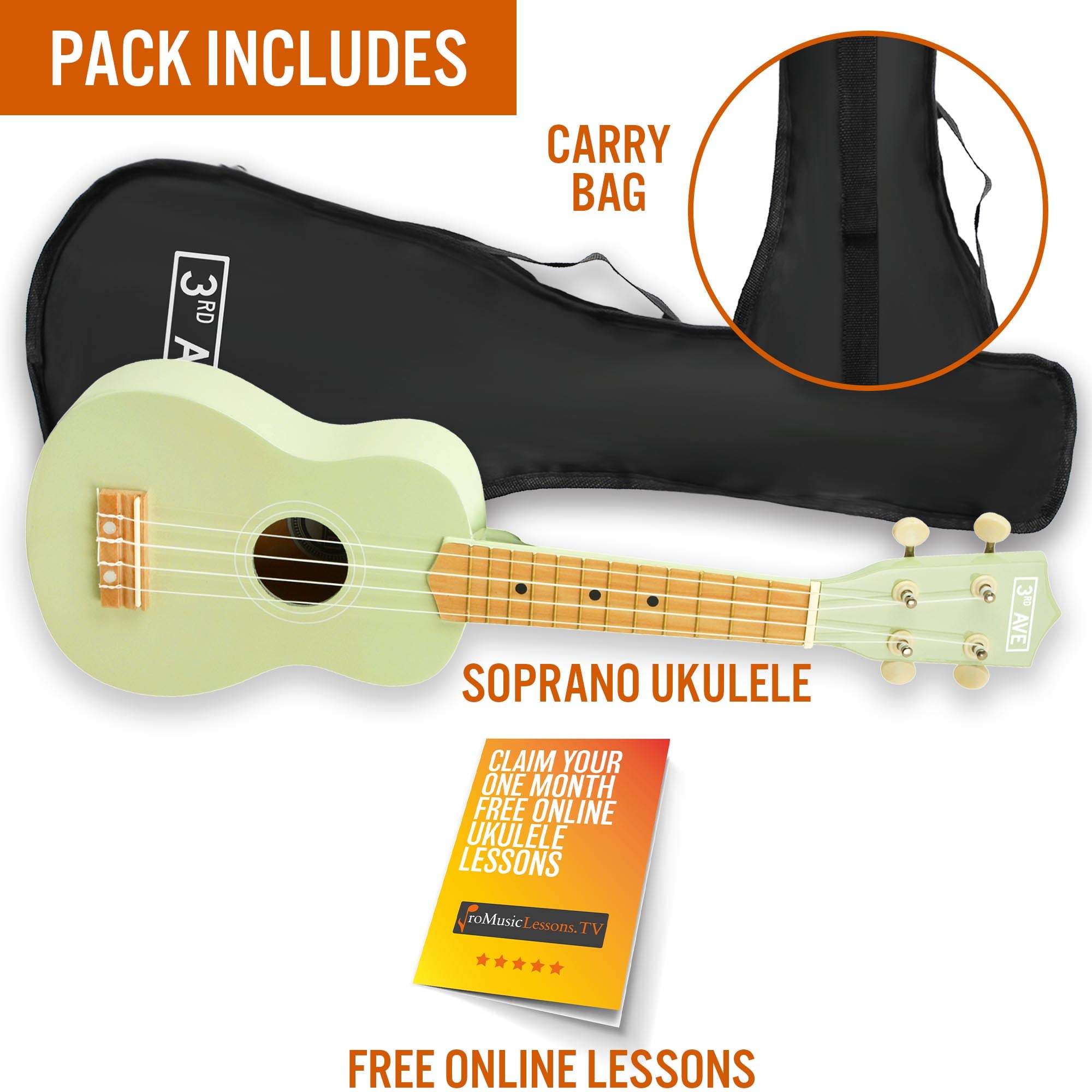 3rd Avenue Soprano Ukulele Ukuleles#Colour_Green