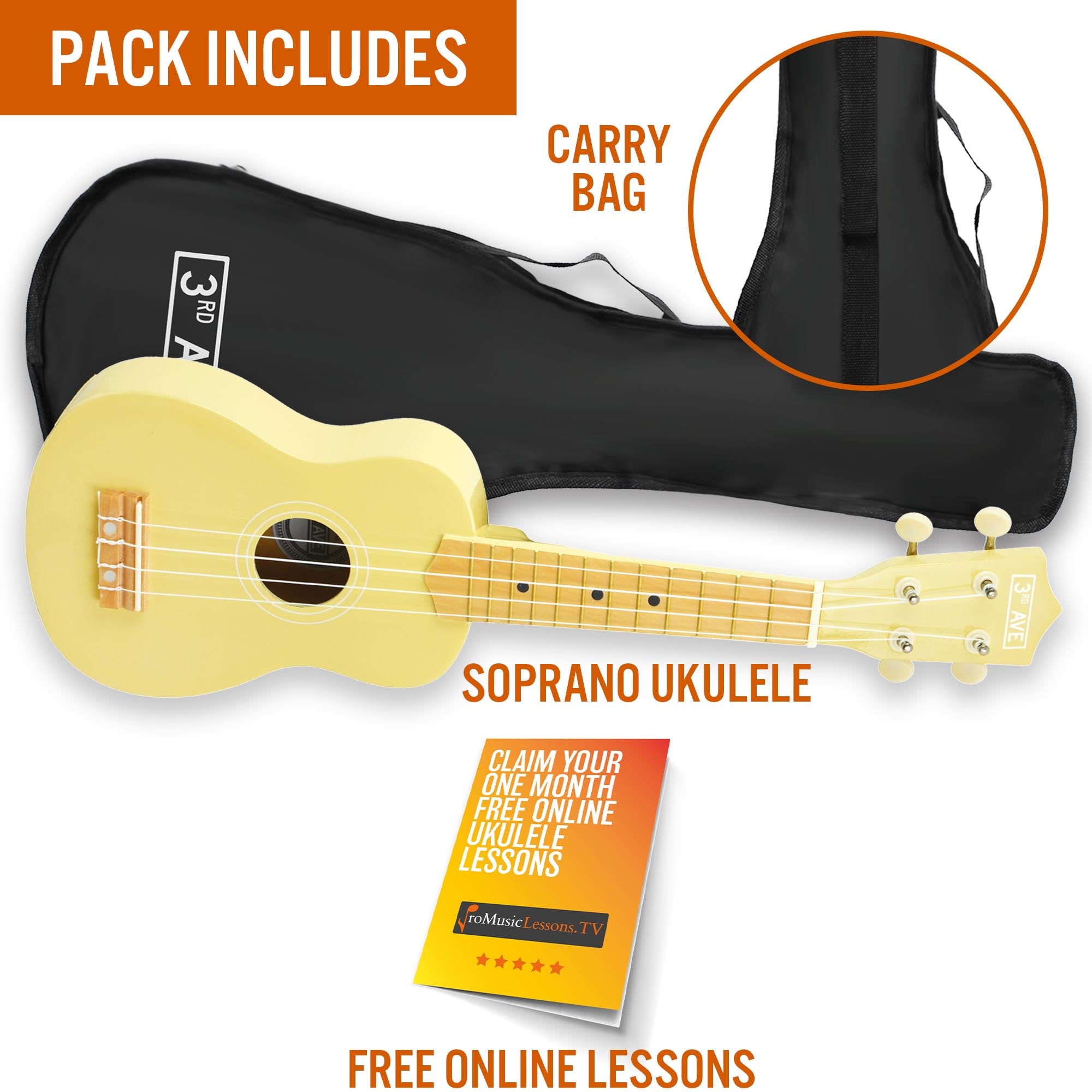 3rd Avenue Soprano Ukulele Ukuleles#Colour_Yellow