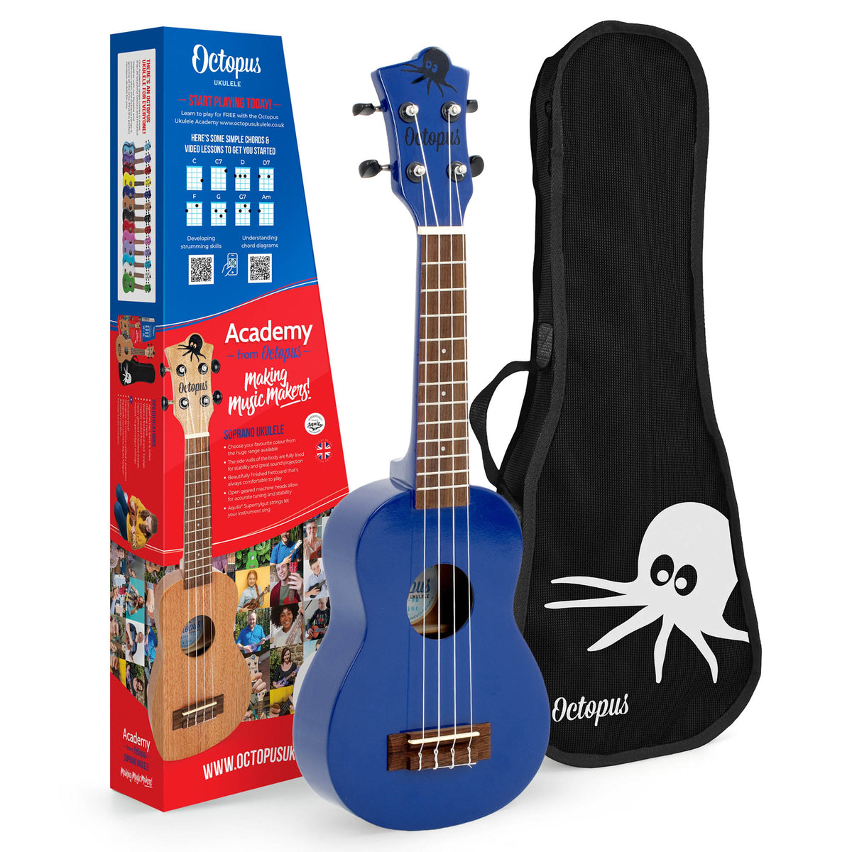 Octopus Academy Soprano Ukulele#Colour_Dark Blue