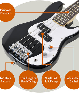 3rd Avenue 3/4 Bass Guitar Pack - Black