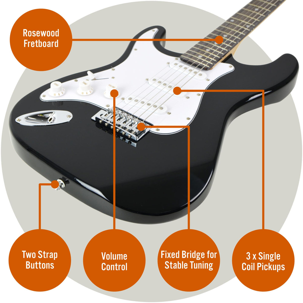 3rd Avenue 4/4 Size Electric Guitar with Amp - Left Hand