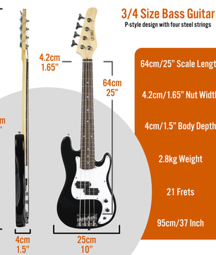3rd Avenue 3/4 Bass Guitar Pack - Black