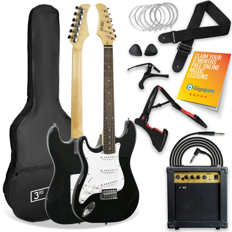 3rd Avenue 4/4 Size Electric Guitar Pack - Left Hand Black