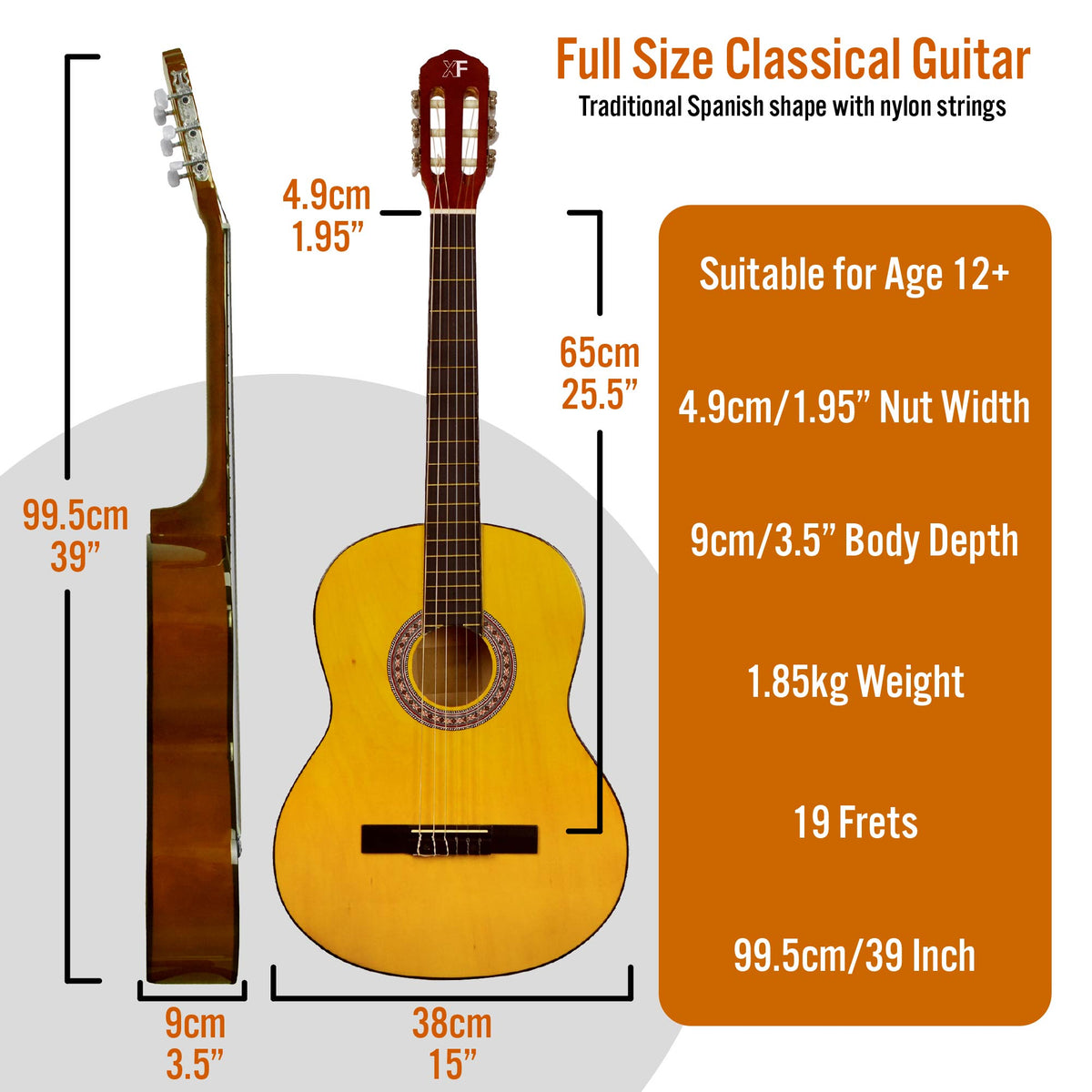 XF Full Size Classical Guitar Starter Pack
