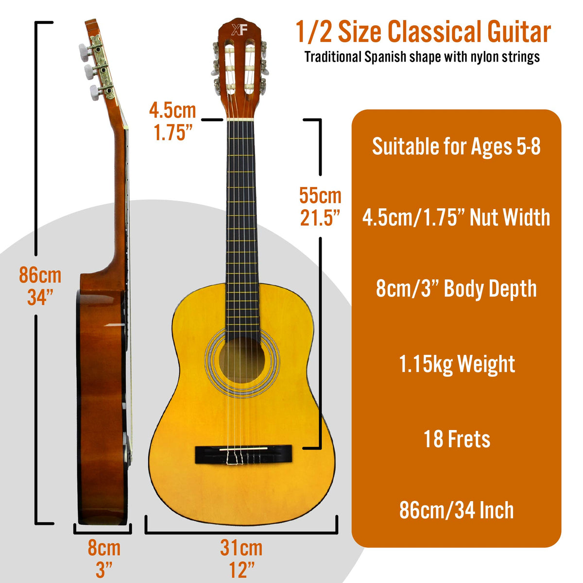 XF 1/2 Size Classical Guitar Starter Pack