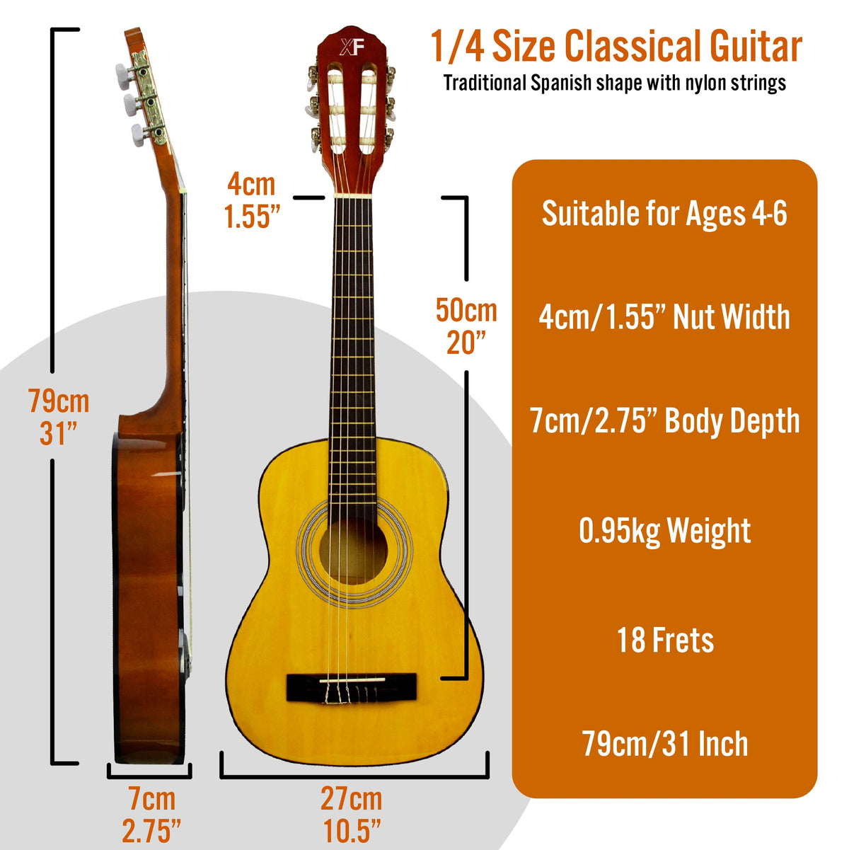 XF 1/4 Size Classical Guitar Starter Pack