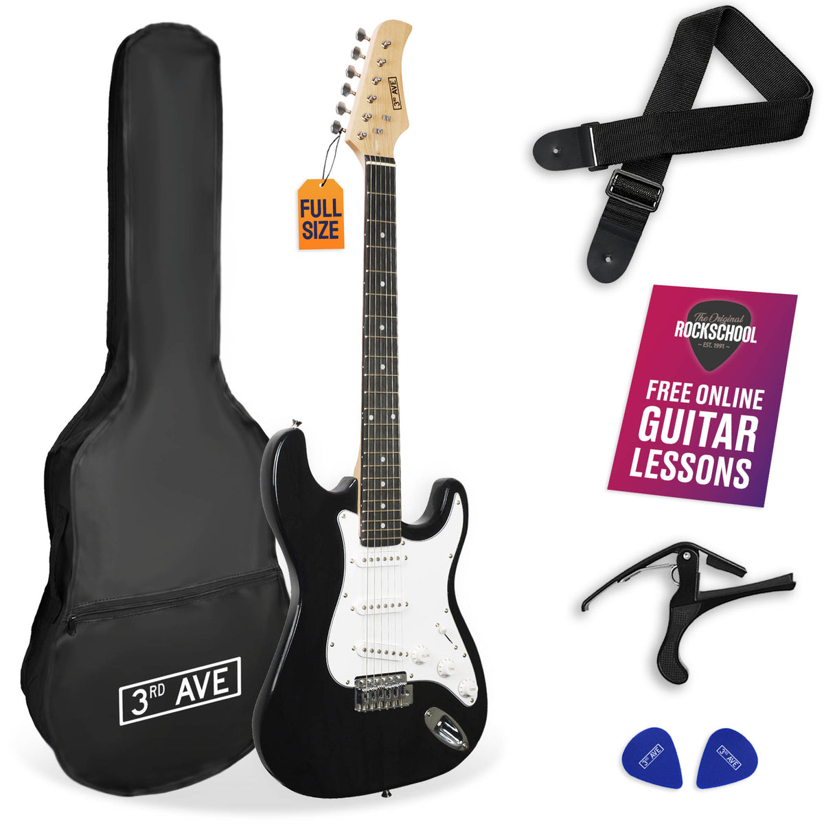 3rd Avenue Full Size Electric Guitar Black Electric Guitars#Colour_Black