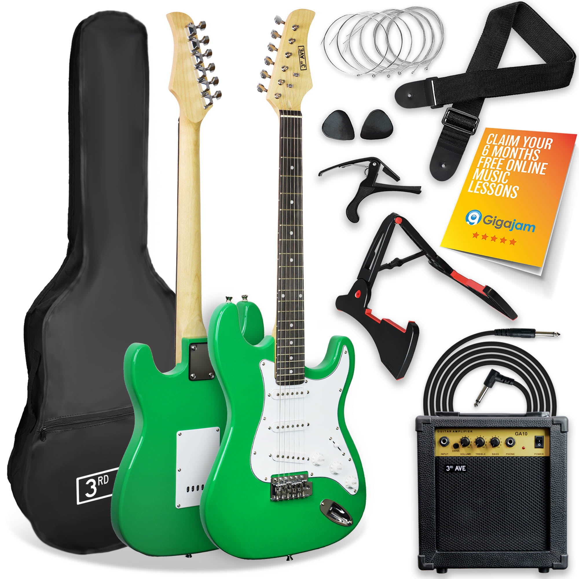 3rd Avenue Full Size Electric Pack Electric Guitars#Colour_Green