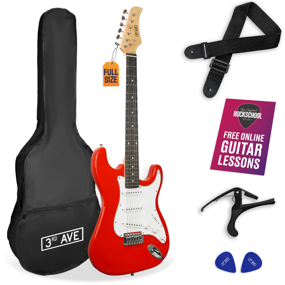 3rd Avenue Full Size Electric Guitar Black Electric Guitars#Colour_Red
