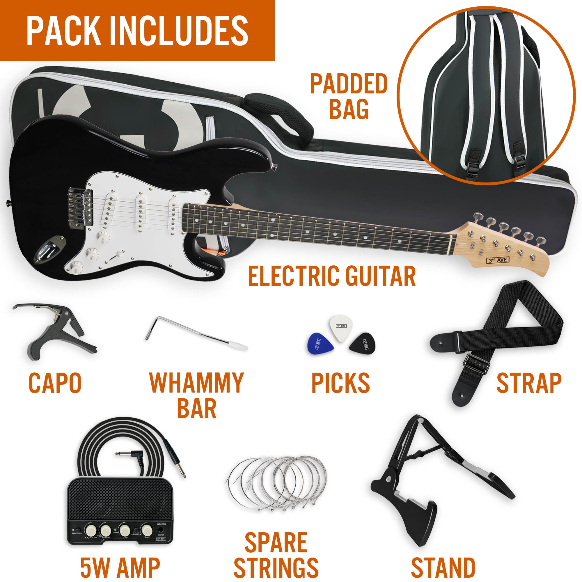 3rd Avenue Full Size Electric Guitar Pack with Amp - Rental