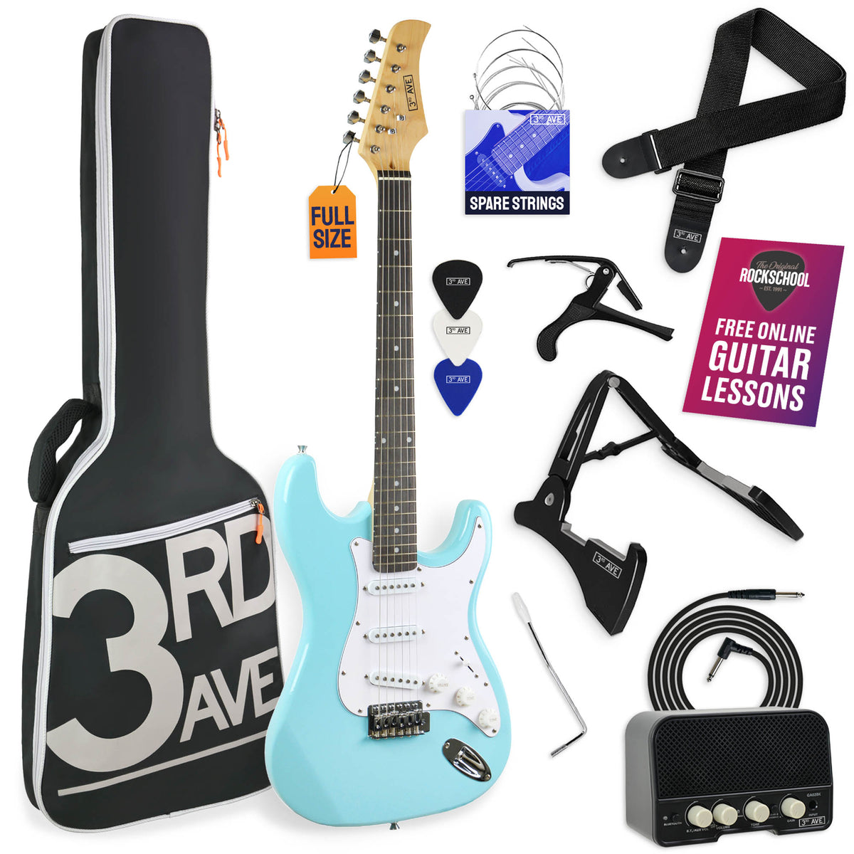 3rd Avenue Full Size Pastel Electric Guitar Pack#Colour_Blue