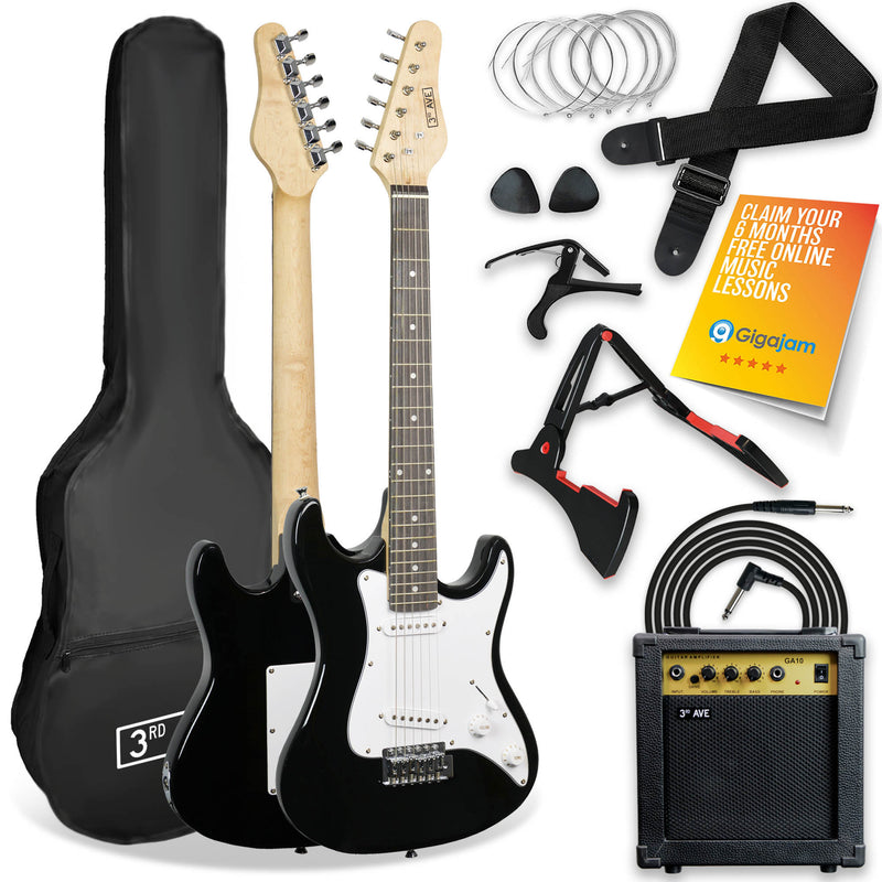 3rd Avenue 3/4 Size Electric Pack Black Electric Guitars
