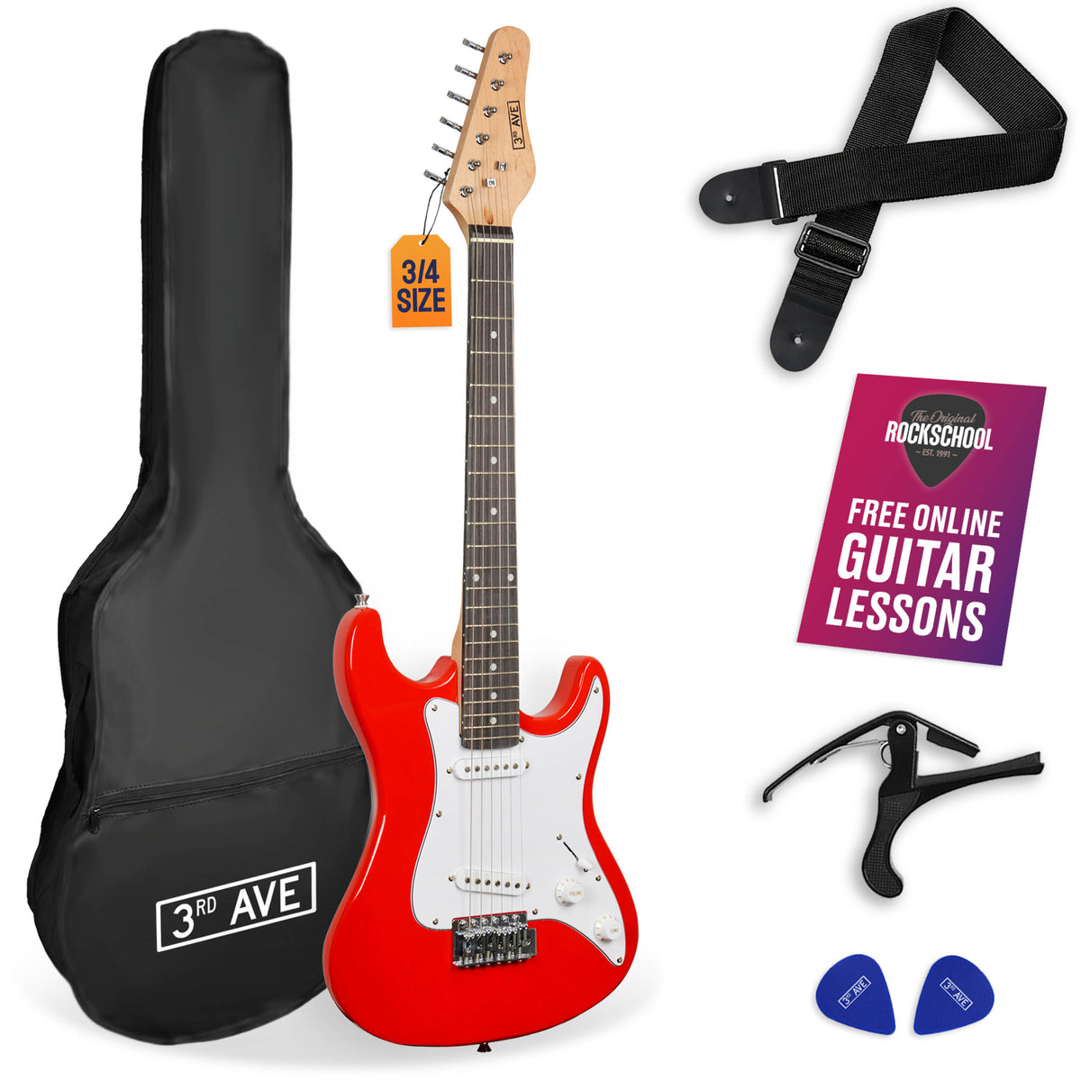 3rd Avenue 3/4 Size Electric Guitar Electric Guitars#Colour_Red