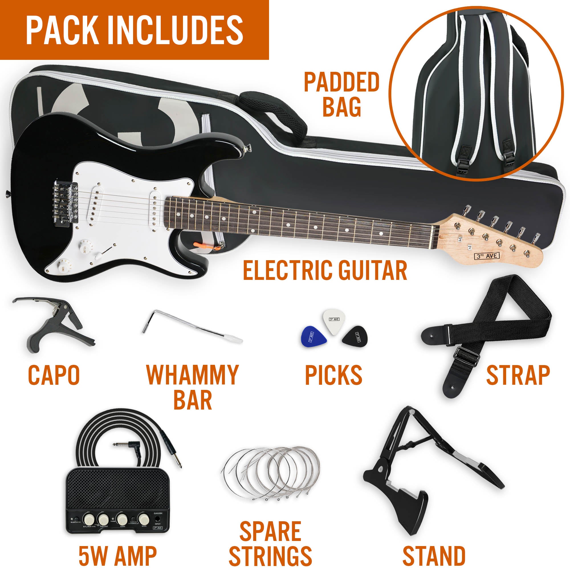 3rd Avenue 3/4 Size Electric Guitar Pack with Amp - Rental