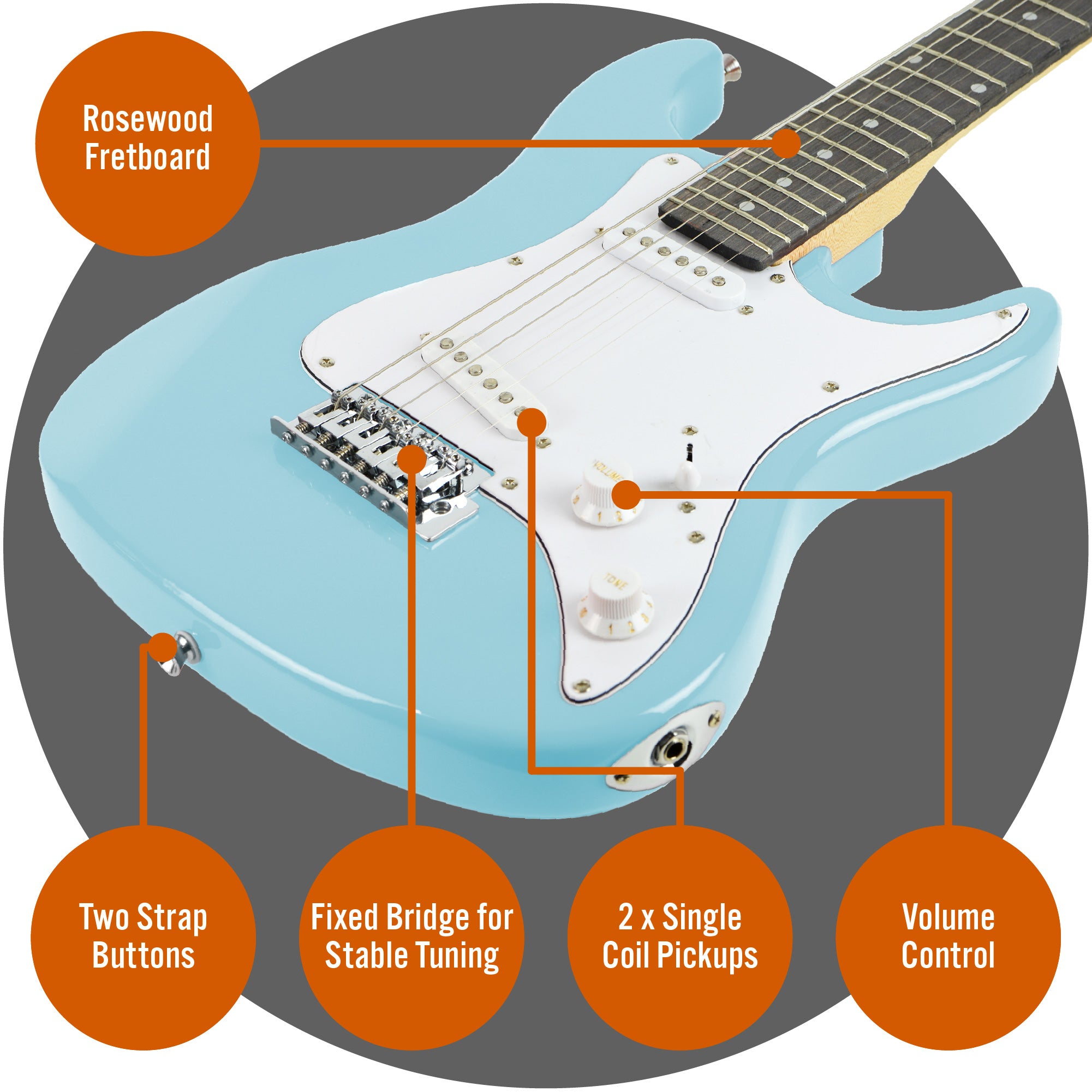 3rd Avenue 3/4 Size Electric Guitar Pack with Amp#Colour_Blue