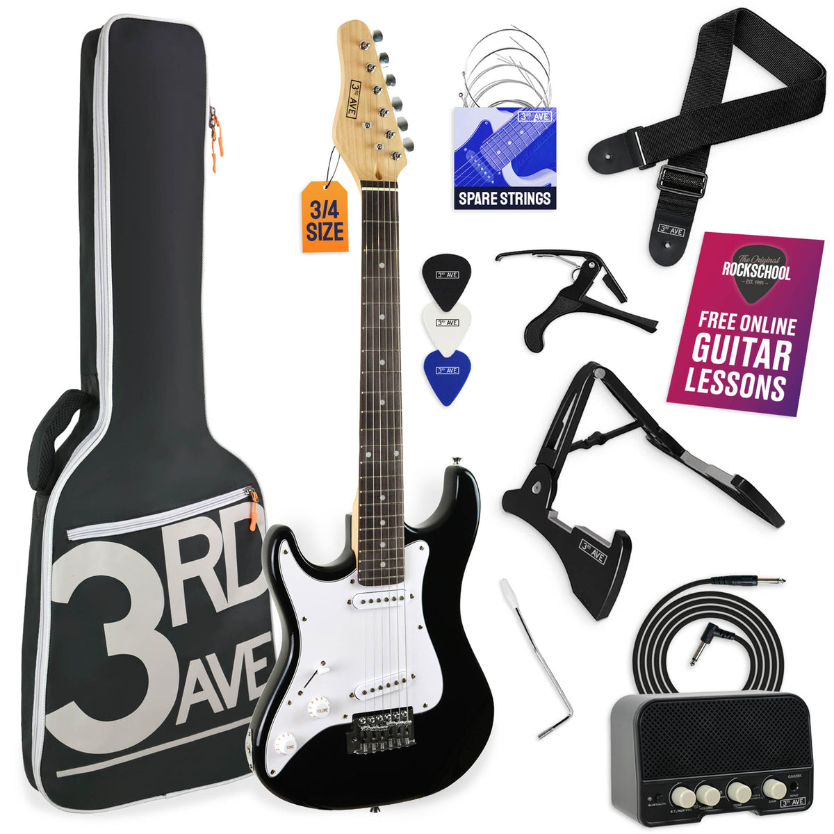 3rd Avenue 3/4 Size Electric Guitar with Amp - Left Hand
