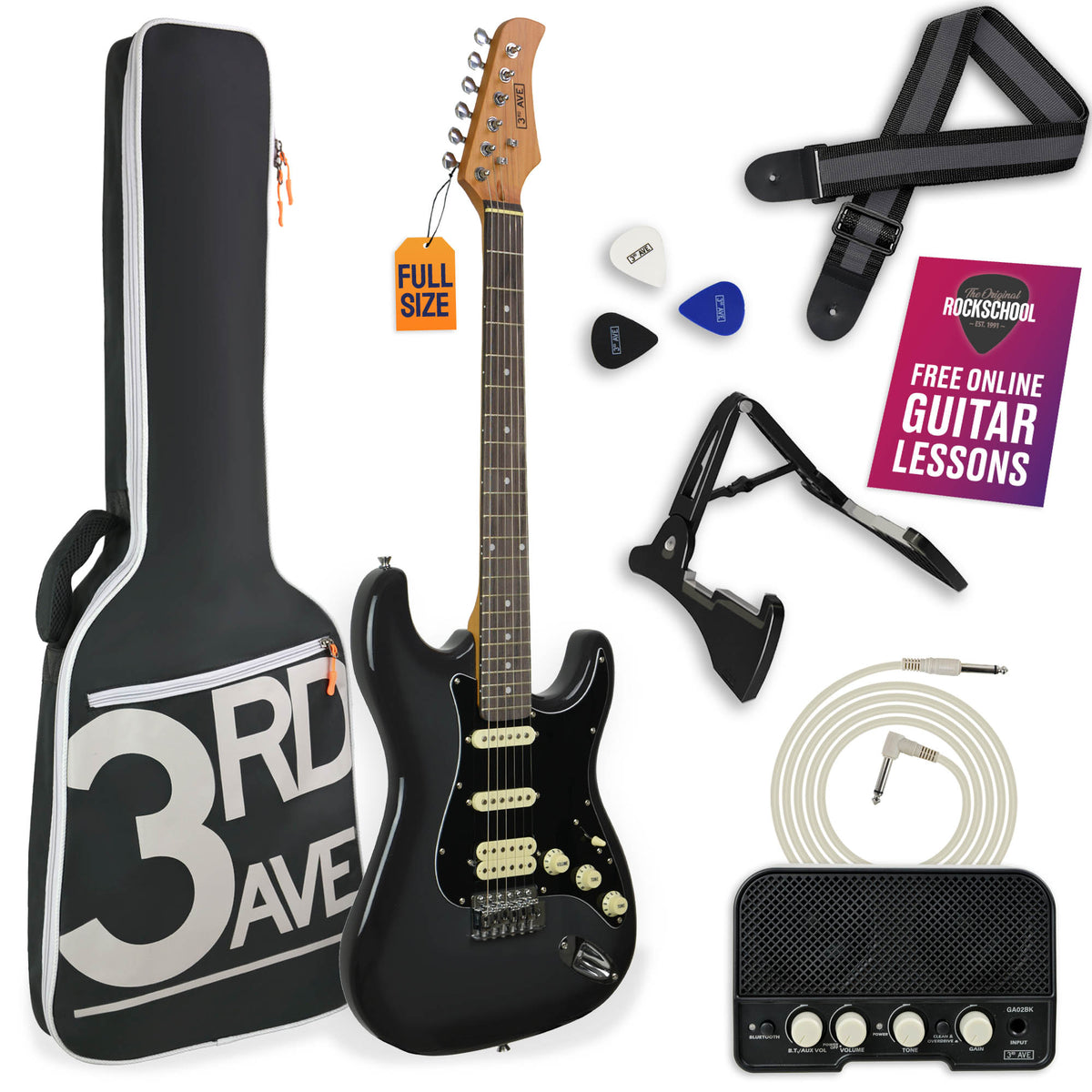 3rd Avenue Stateside Series Electric Guitar Pack - Rushmore Grey