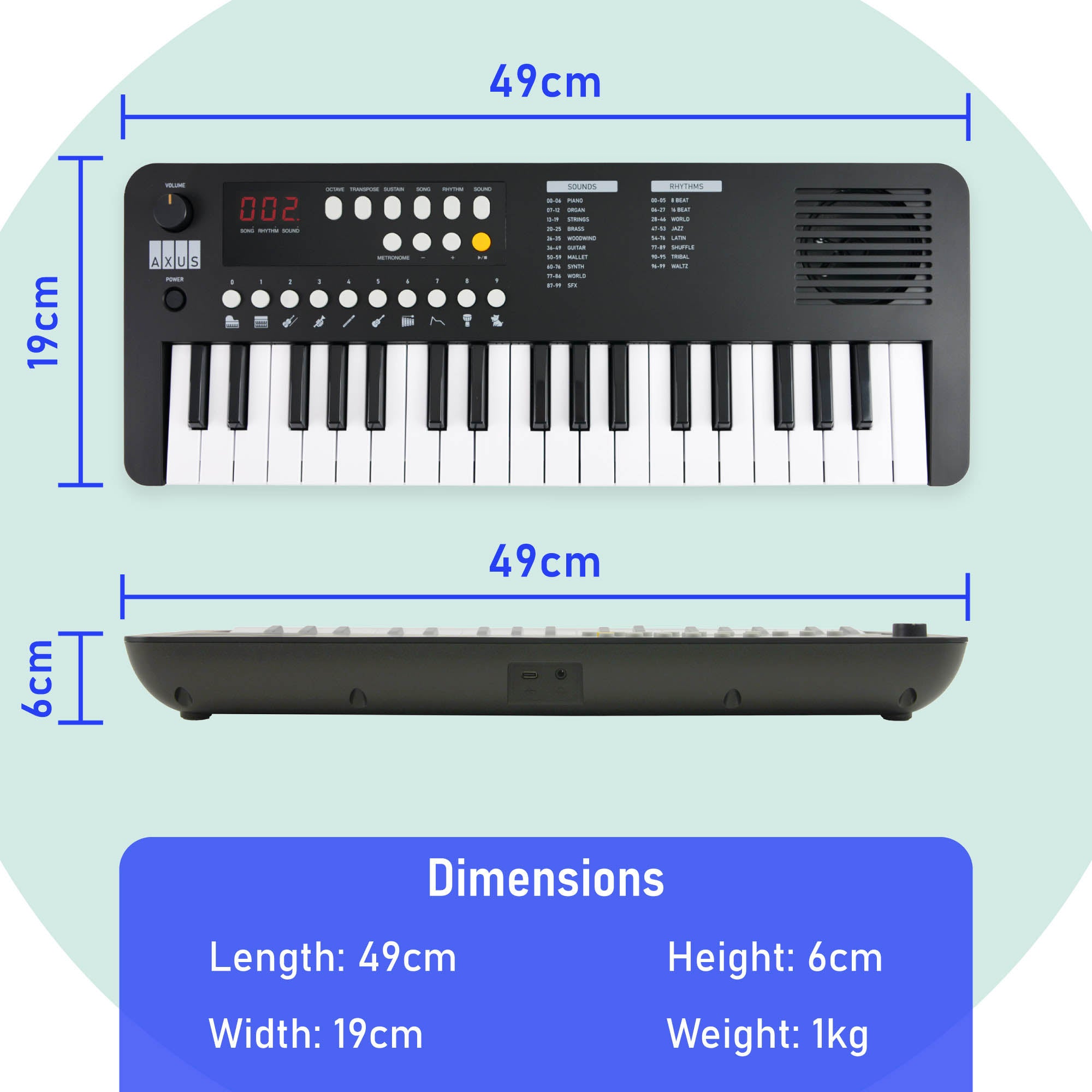 Axus Mini Keyboard 37 Key Keyboard#Colour_Black