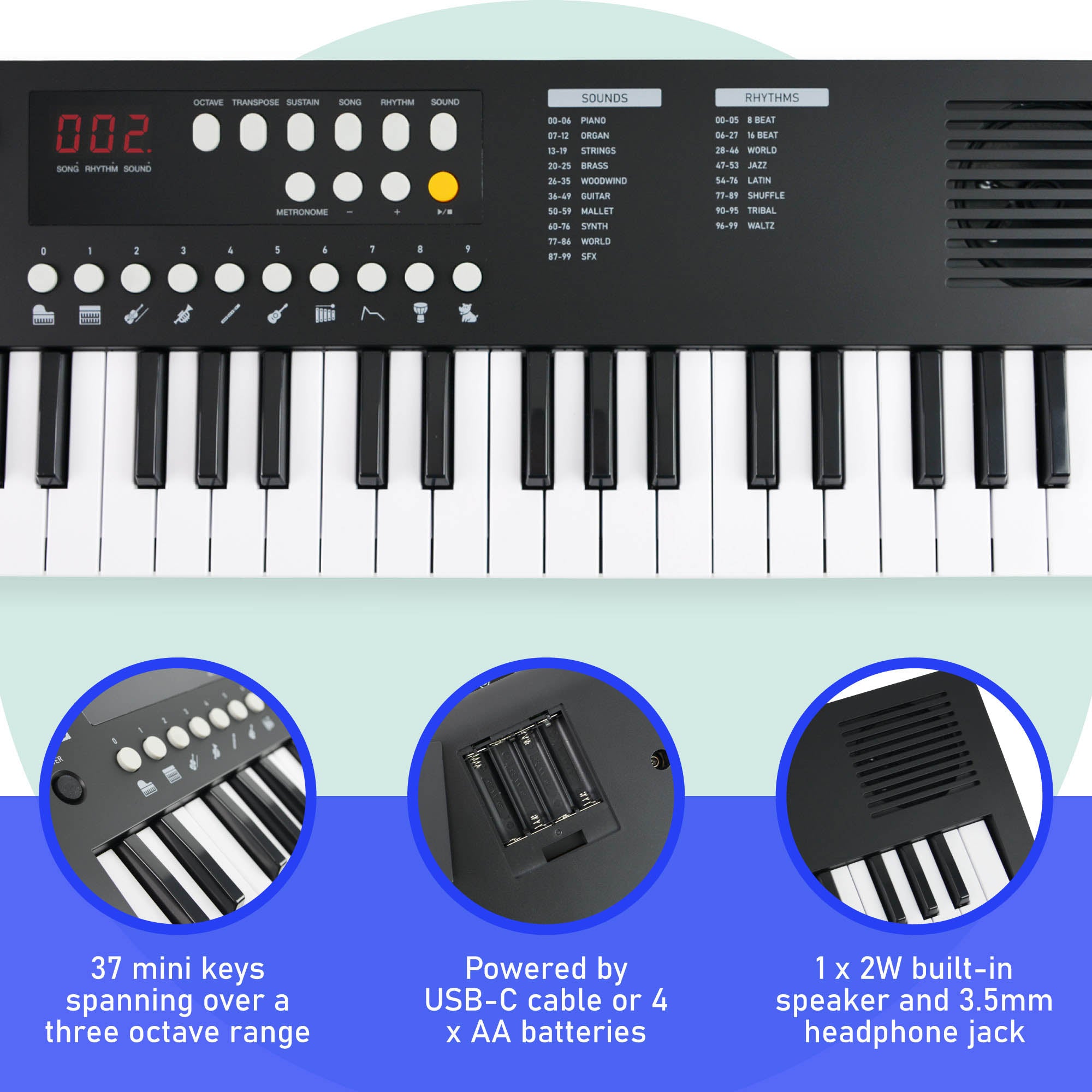 Axus Mini Keyboard 37 Key Keyboard#Colour_Black