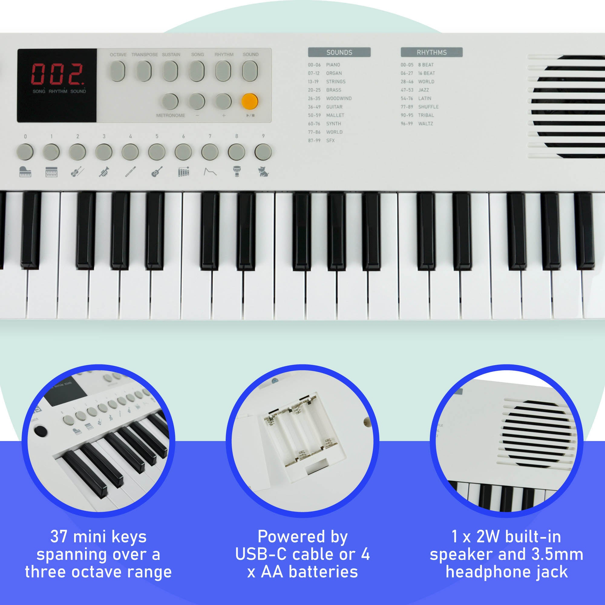 Axus Mini Keyboard 37 Key Keyboard#Colour_White