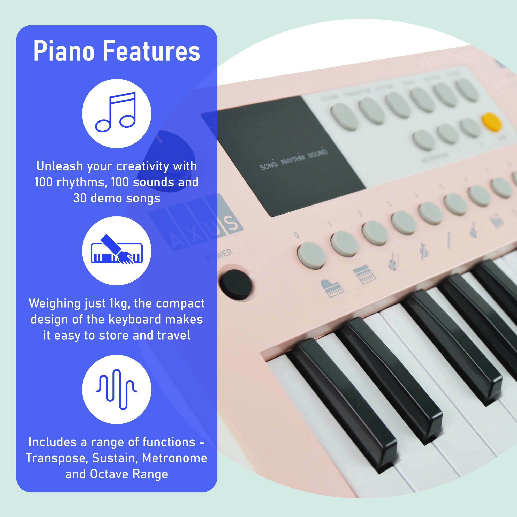 Axus Mini Keyboard 37 Key Keyboard#Colour_Pink