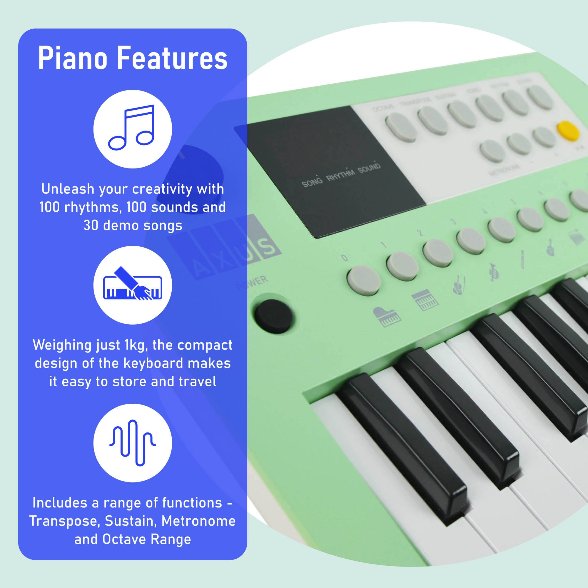 Axus Mini Keyboard 37 Key Keyboard#Colour_Green