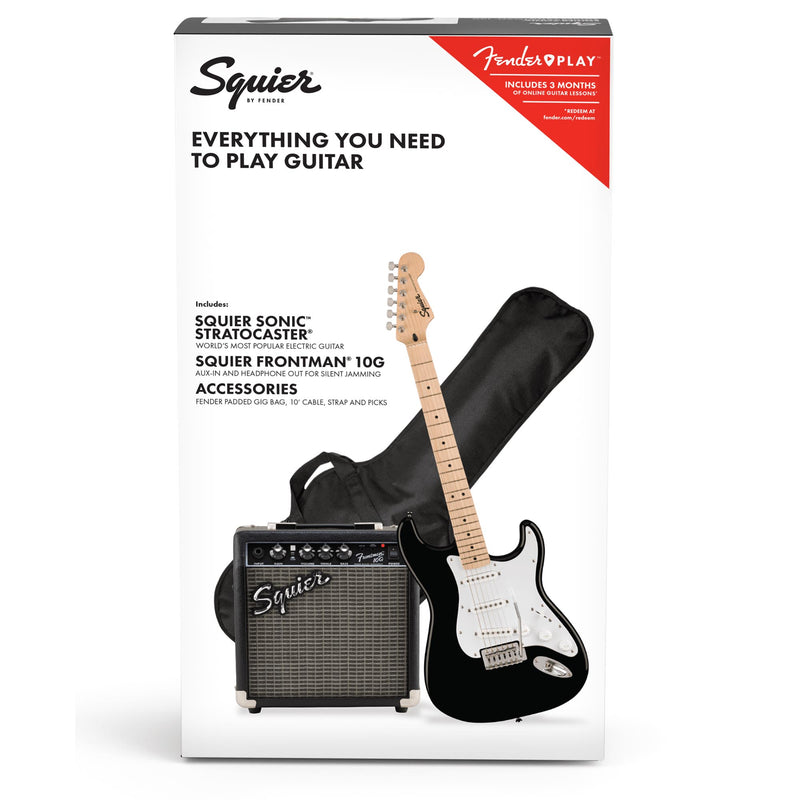 Squier by Fender Sonic Stratocaster Pack - Black with White Pickguard