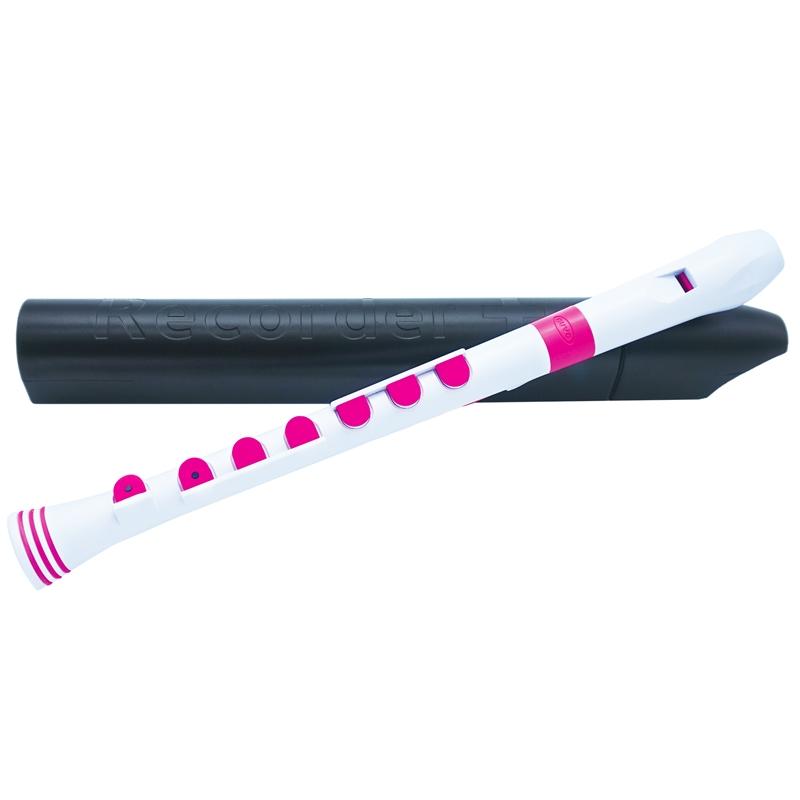 Nuvo Descant Recorder+ Recorders#Colour_White with Pink