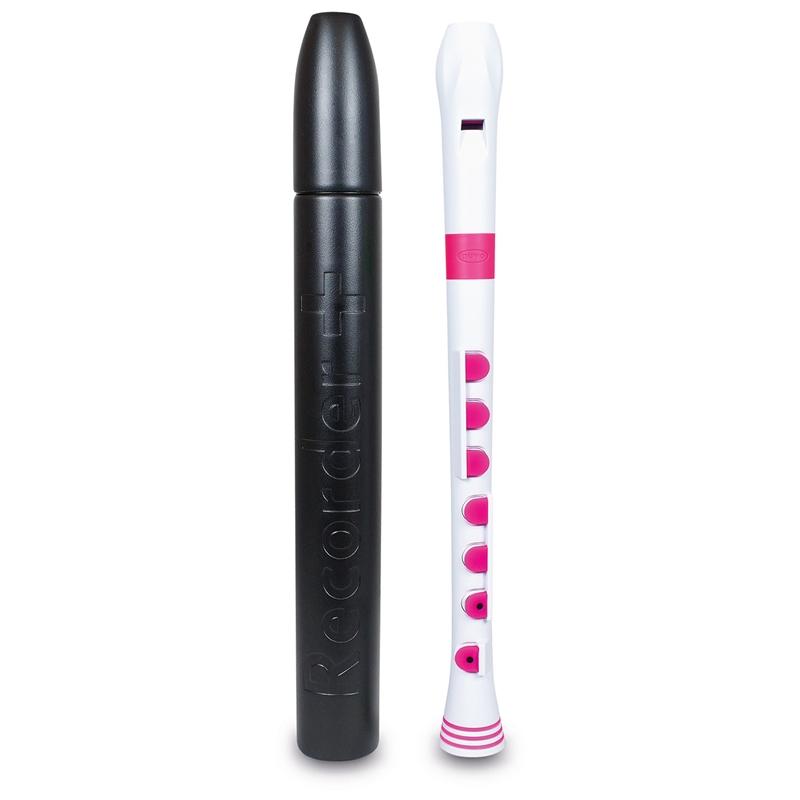Nuvo Descant Recorder+ Recorders#Colour_White with Pink