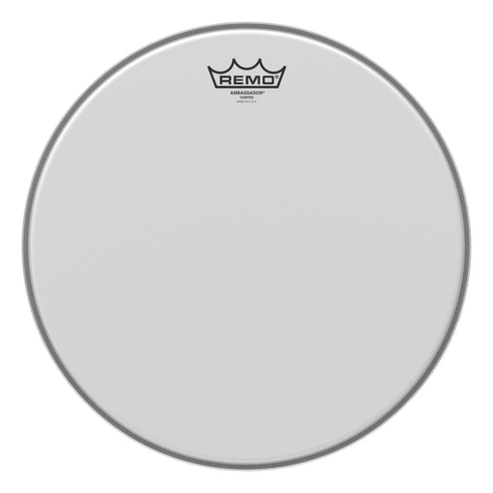 Remo 14 inch Ambassador Coated drumhead with white coated film, top view