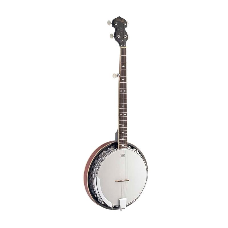 Stagg BJM30 DL 5-string bluegrass banjo with mahogany resonator and white coated head, front view