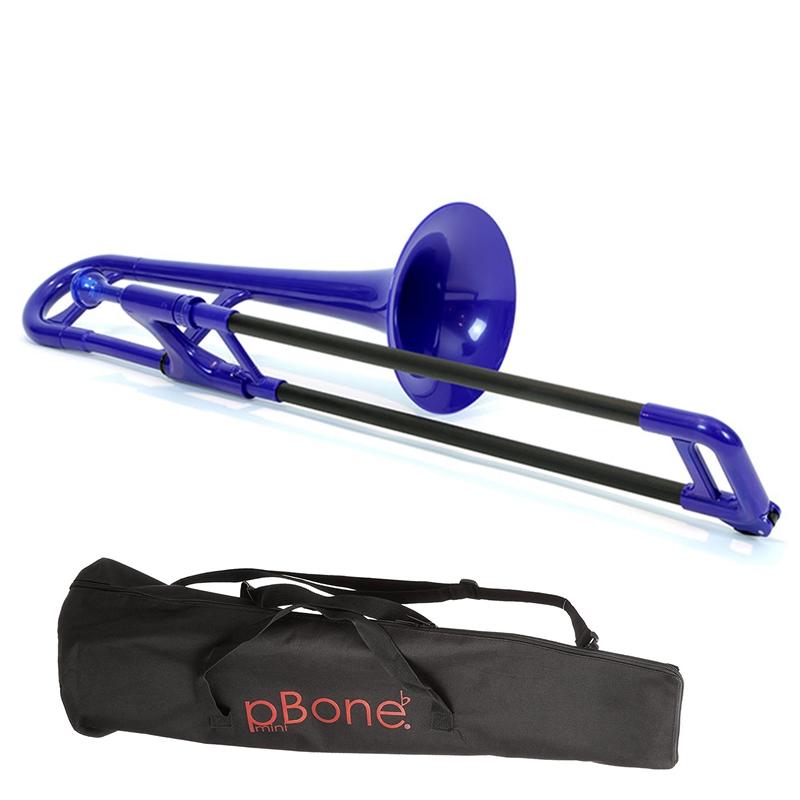 pBone Plastic Mini Trombone Blue Trombones