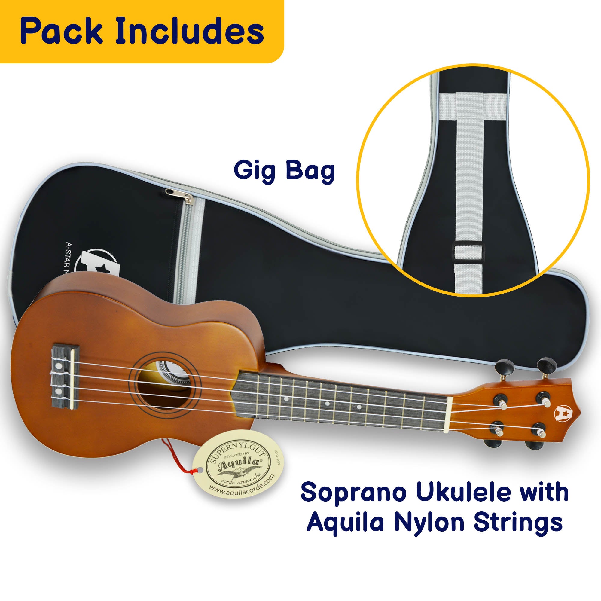 A-Star Ukulele Starter Pack Black Ukuleles#Colour_Natural