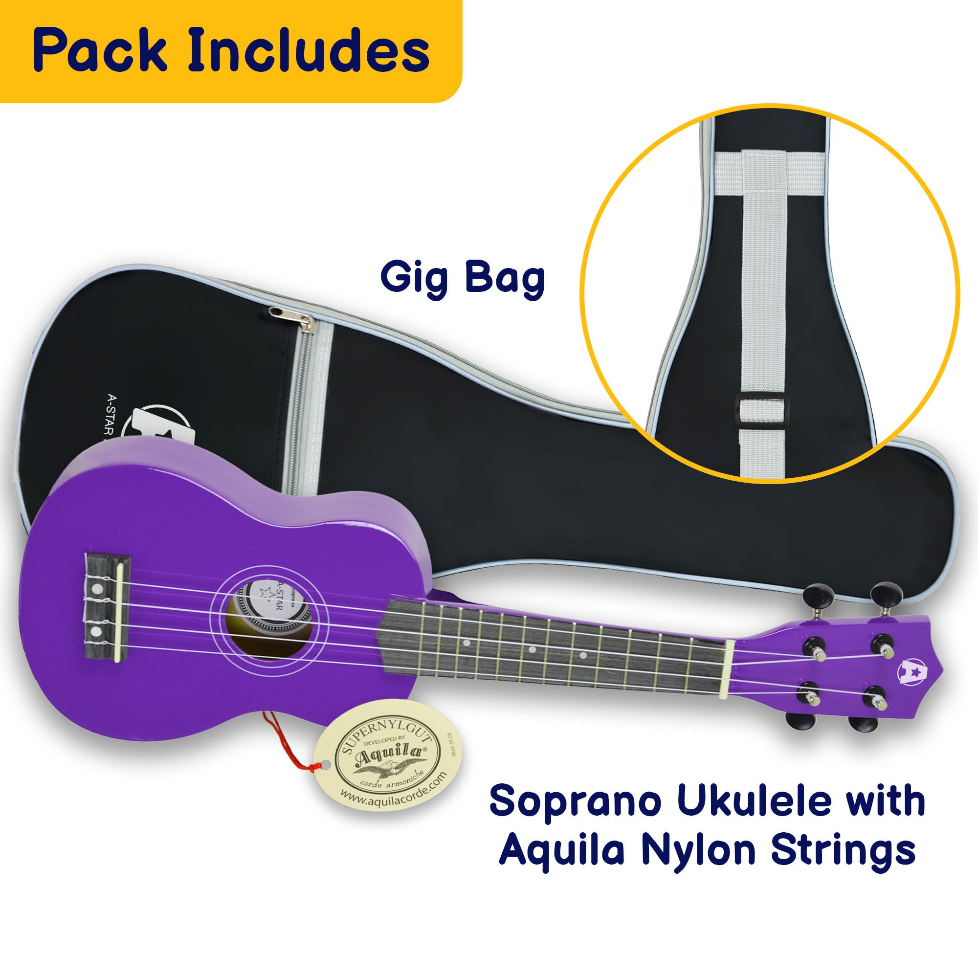 A-Star Ukulele Starter Pack Ukuleles#Colour_Purple