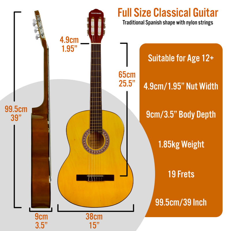 Rocket Full Size Classical Guitar Starter Pack Classical Guitars