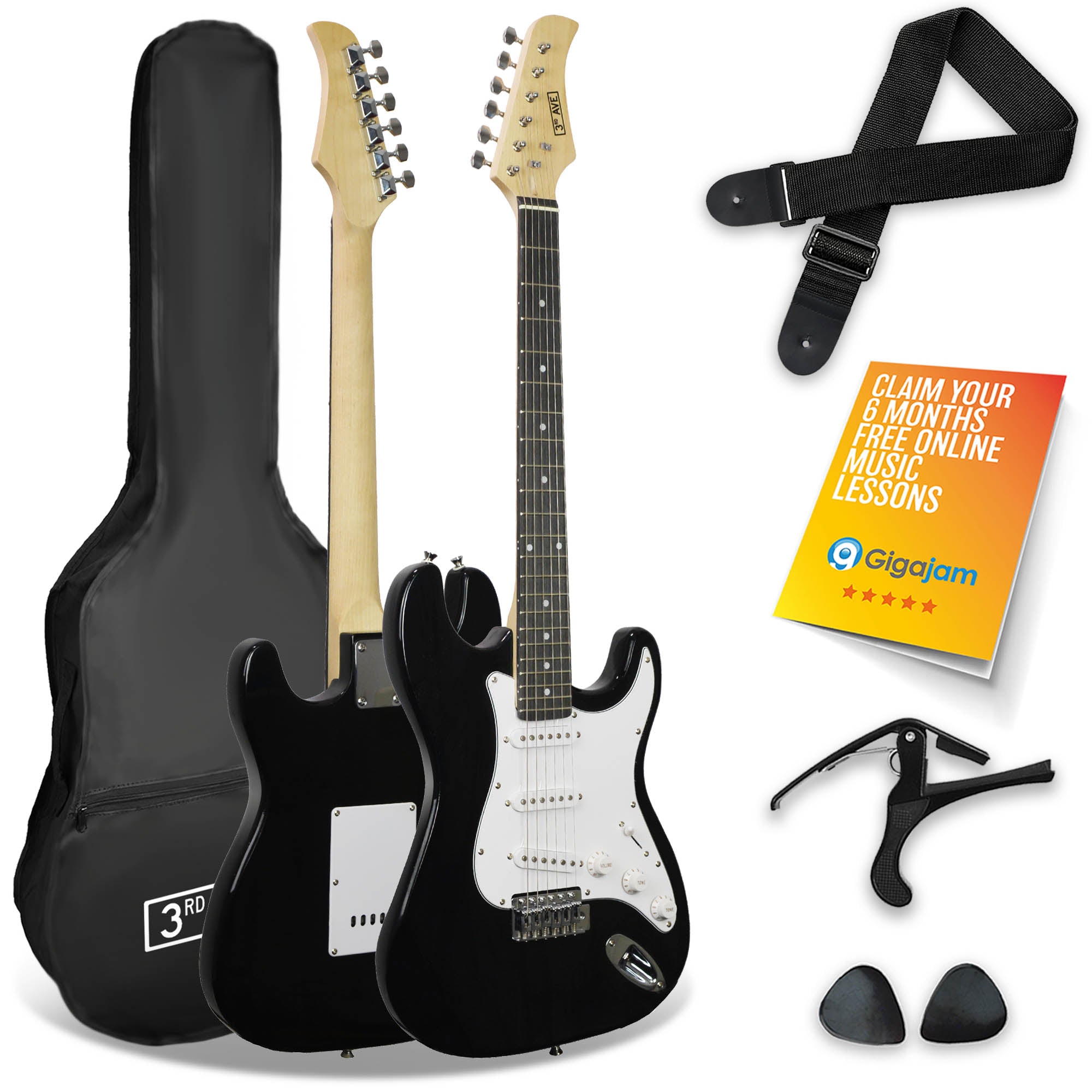 3rd Avenue Full Size Electric Guitar Black Electric Guitars#Colour_Black