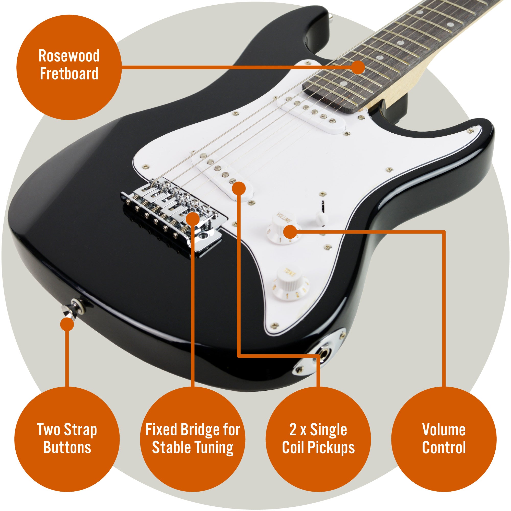 3rd Avenue 3/4 Size Electric Guitar Electric Guitars#Colour_Black