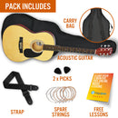 3rd Avenue Full Size Acoustic Guitar Pack Natural Acoustic Guitars