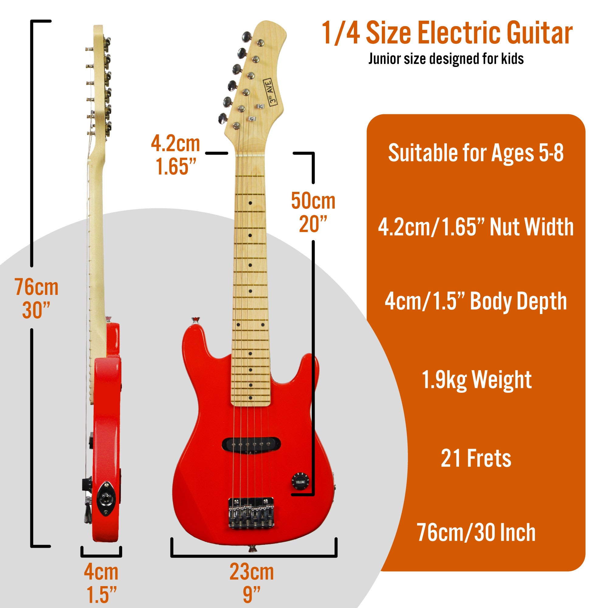 3rd Avenue Junior Electric Guitar Pack Red Electric Guitars#Colour_Red