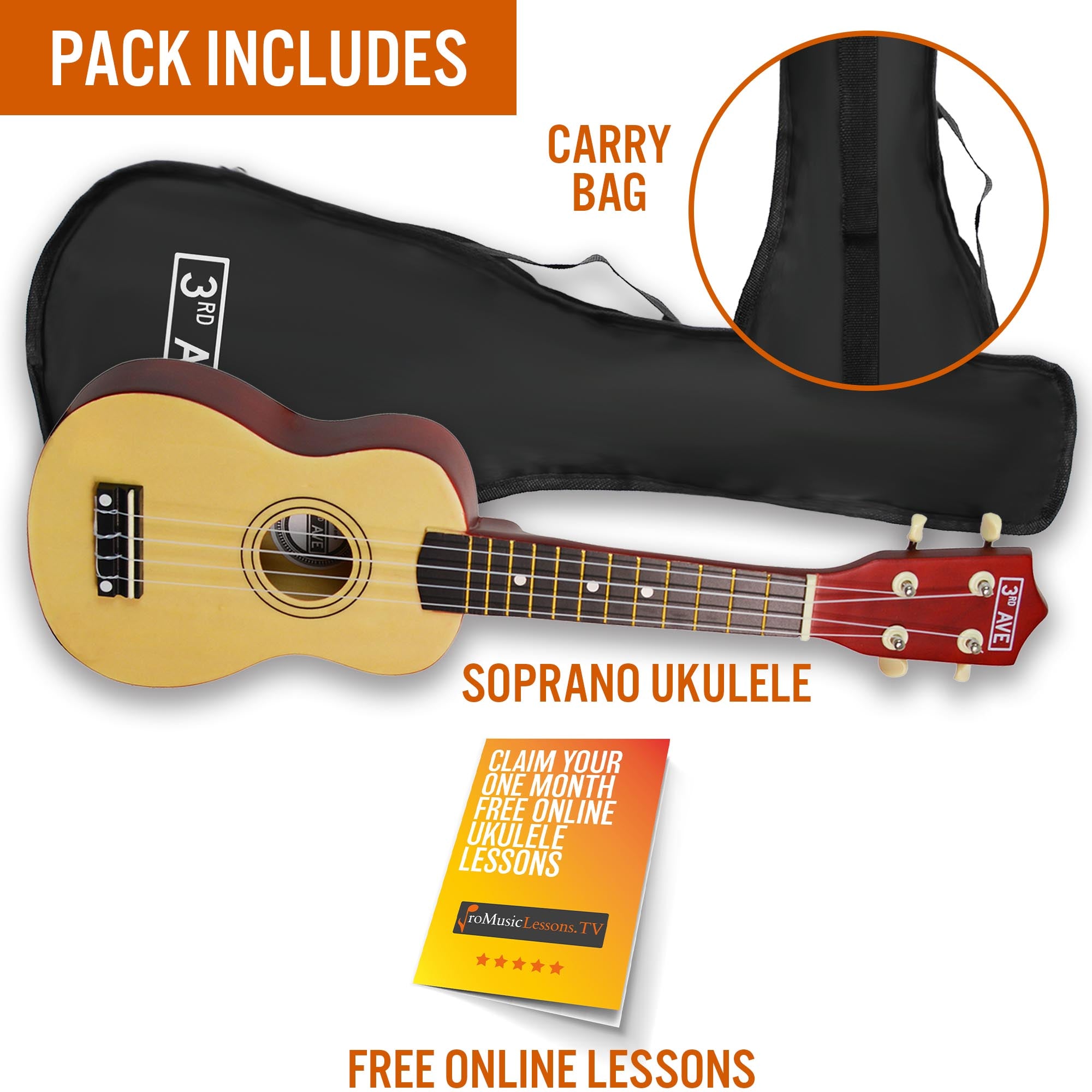 3rd Avenue Soprano Ukulele Natural Ukuleles#Colour_Natural