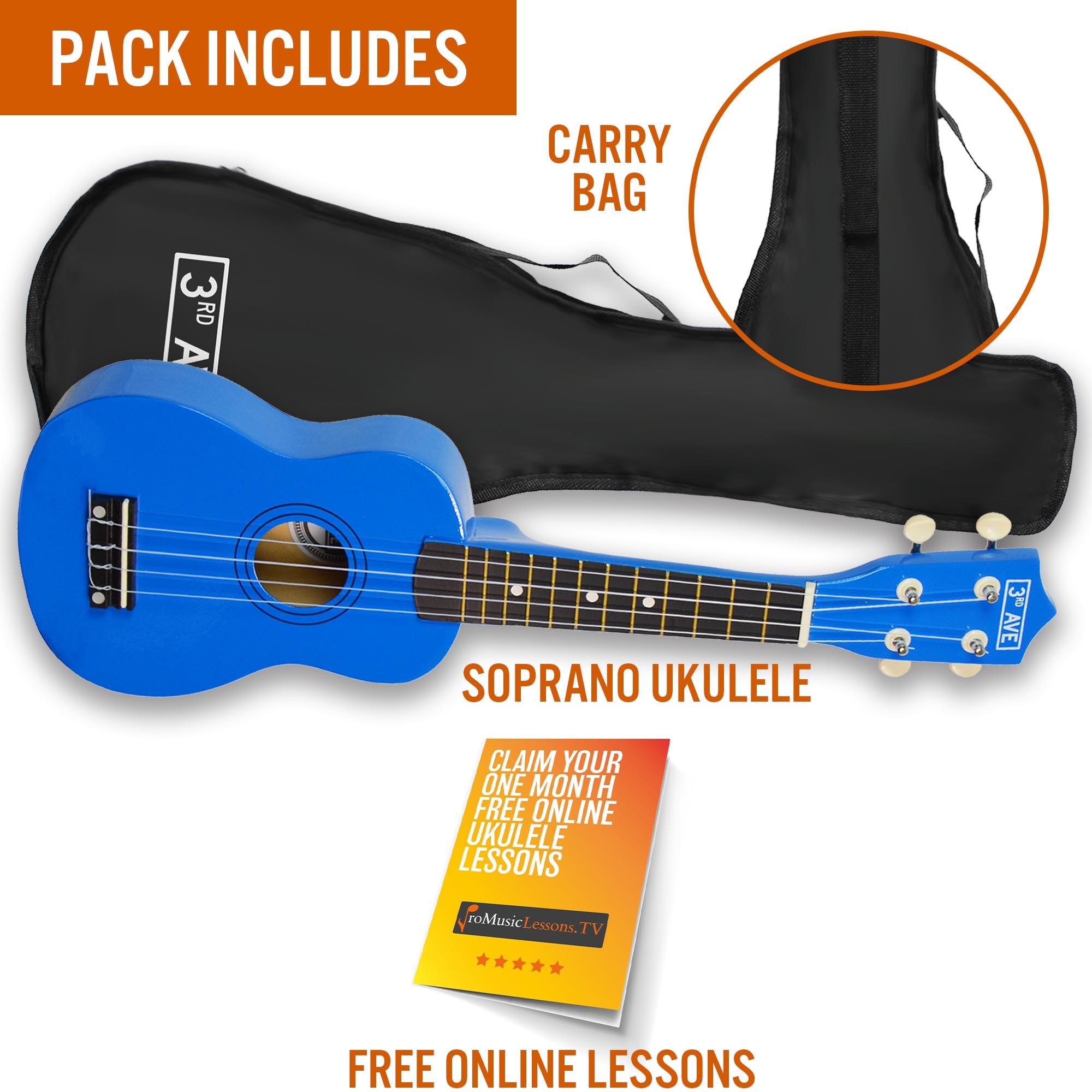 3rd Avenue Soprano Ukulele Ukuleles#Colour_Blue