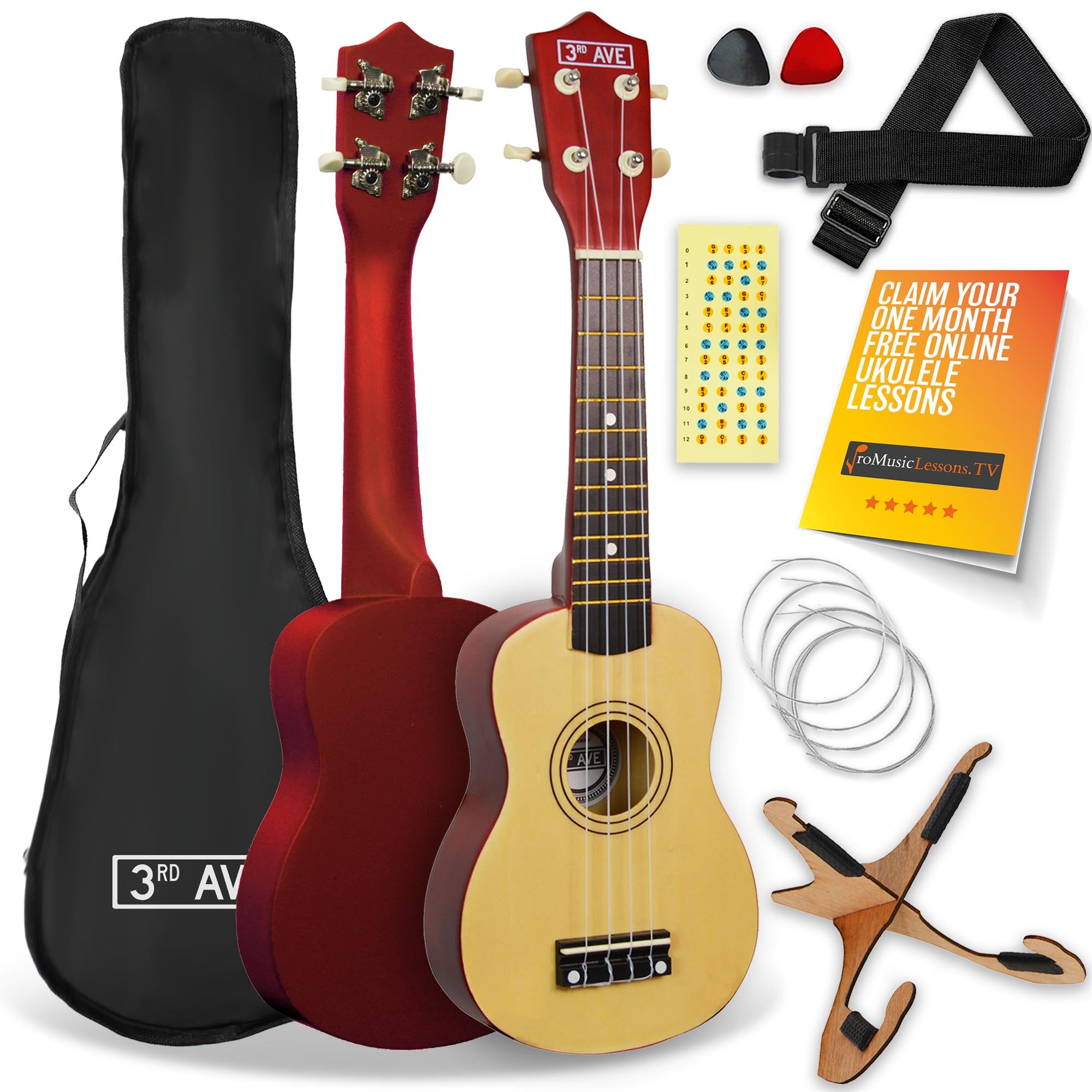 3rd Avenue Soprano Ukulele Pack Natural Ukuleles#Colour_Natural