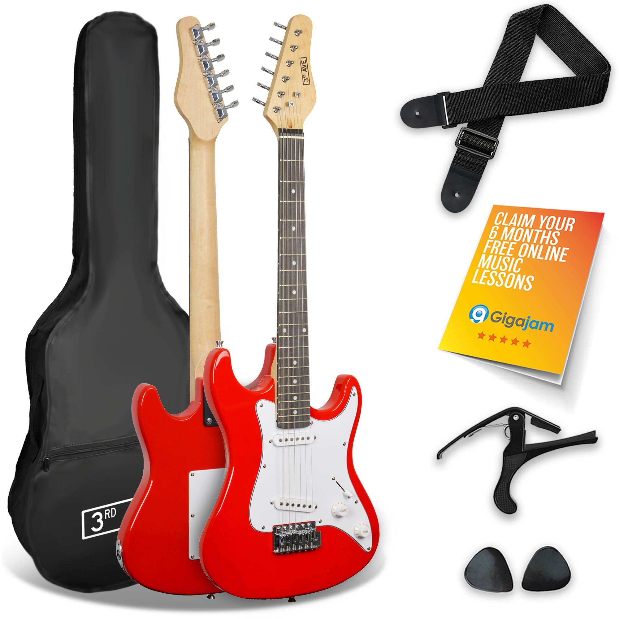 3rd Avenue 3/4 Size Electric Guitar Red Electric Guitars#Colour_Red
