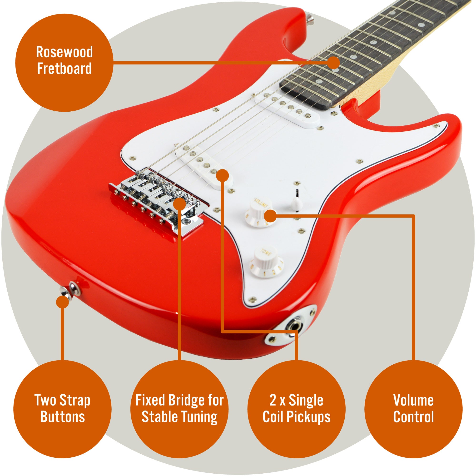 3rd Avenue 3/4 Size Electric Guitar Red Electric Guitars#Colour_Red