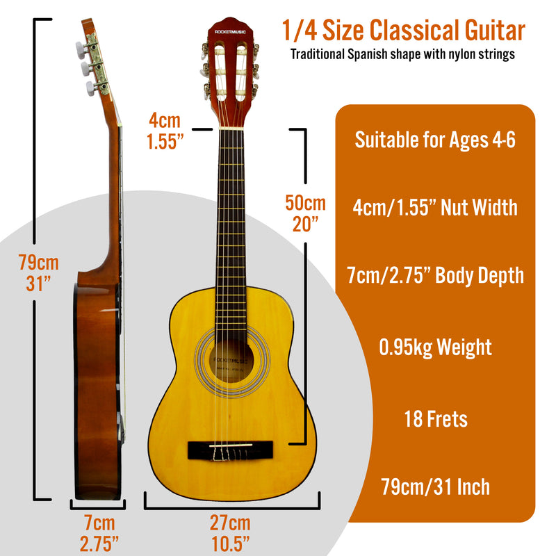 Rocket 1/4 Size Classical Guitar Starter Pack Classical Guitars