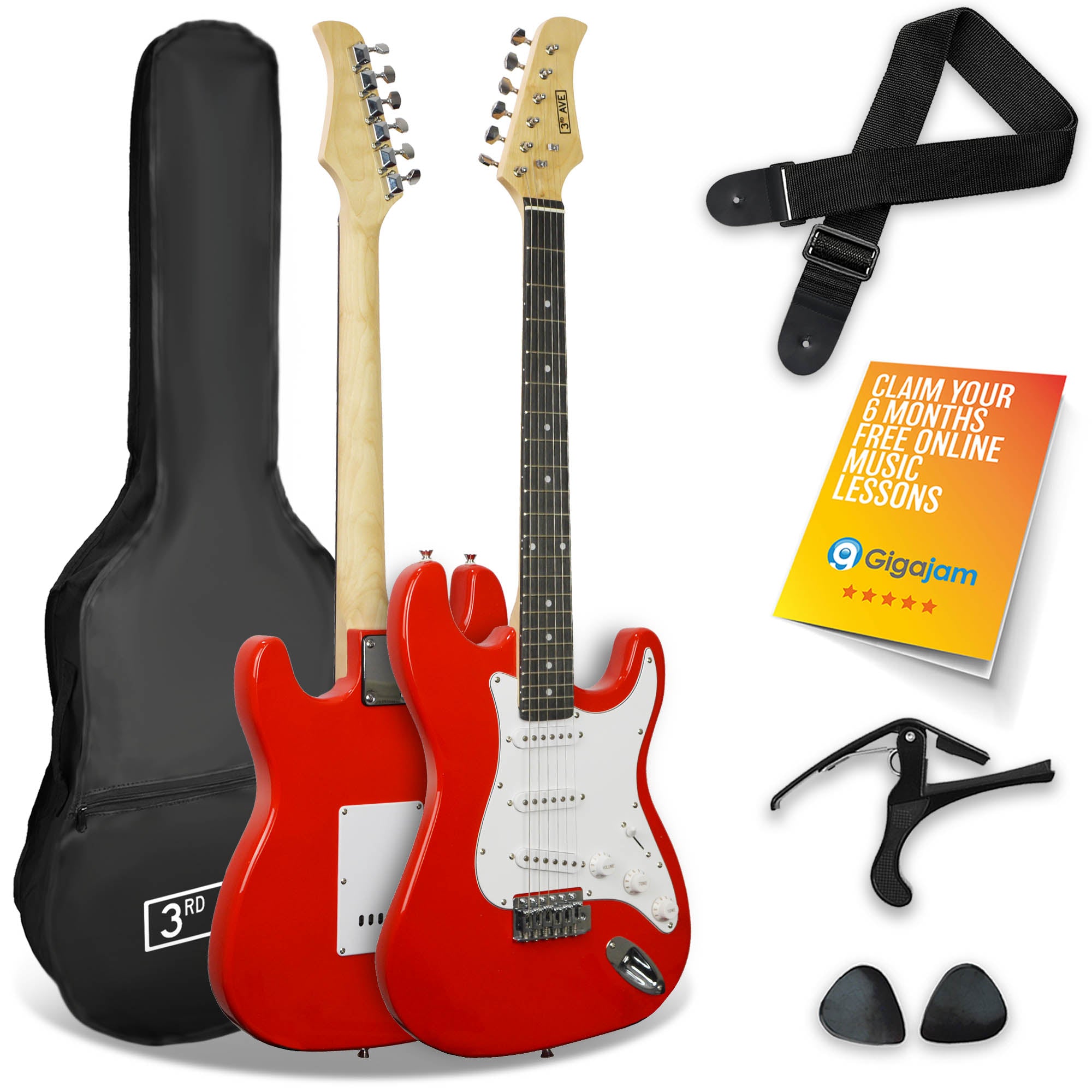 3rd Avenue Full Size Electric Guitar Red Electric Guitars#Colour_Red